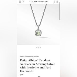 Petite Albion Pendant Necklace Sterling Silver with Prasiolite and Pavé Diamonds